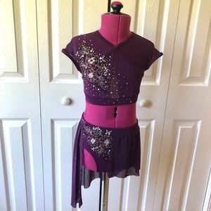 Girls Lyrical Dance Costume - Plum & Silver w/ Custom Stoning